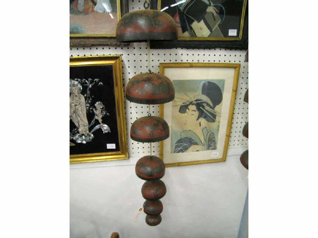 Appraisal: Oriental Bronze Hanging Bells set of graduated dragon decor th