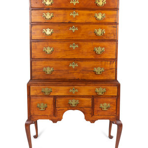 Appraisal: A Queen Anne Style Maple Flat-Top Highboy TH CENTURY Height