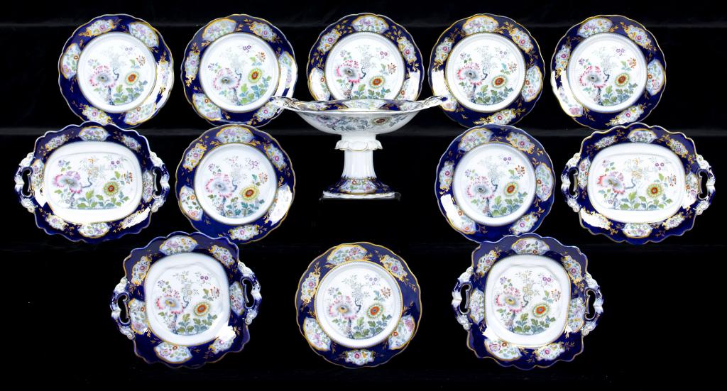 Appraisal: A FRANCIS MORLEY STONE CHINA COBALT GROUND DESSERT SERVICE printed