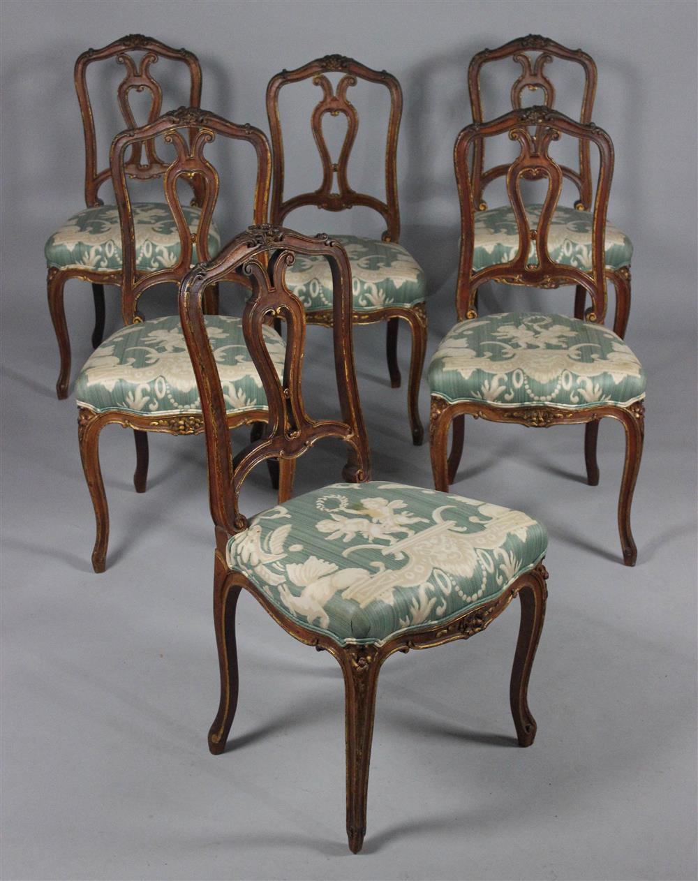 Appraisal: SET OF SIX LOUIS XV STYLE DINING CHAIRS floral carved