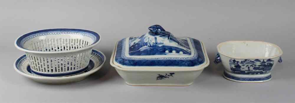 Appraisal: CHINESE EXPORT BLUE AND WHITE CANTON WARES th th CENTURY