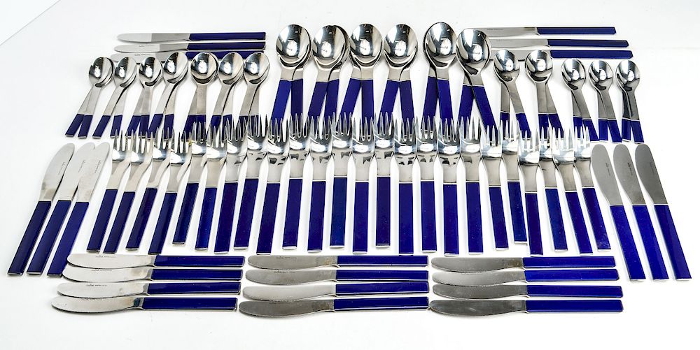 Appraisal: C Aubock Rosenthal Duo-Cobalt Blue Steel Flatware Carl Aubock for