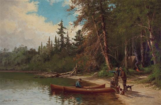 Appraisal: EDWARD HILL American - Camping on the Lake Shore oil