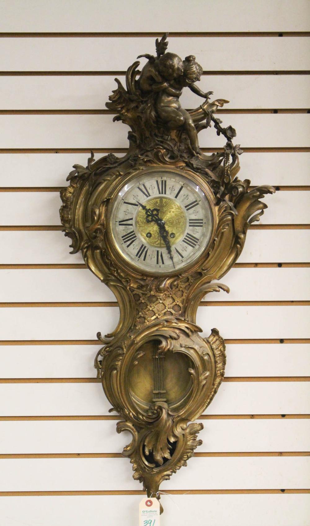 Appraisal: GILT BRONZE WALL CLOCK French German th century French case