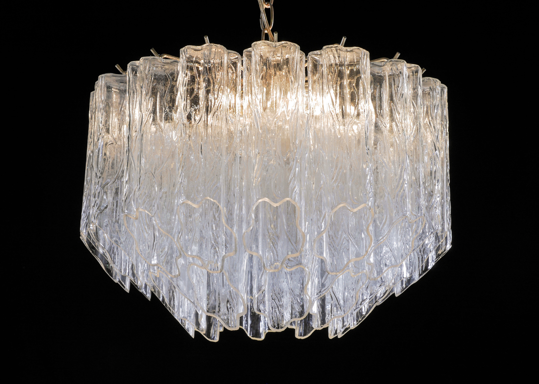 Appraisal: ATTRIB VENINI ITALIAN BRASS GLASS CHANDELIER Circa - 's unmarked