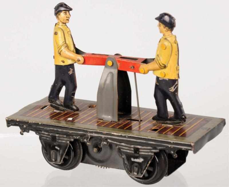 Appraisal: Tin Litho Bing Handcar Wind-Up Toy German Working Bing mark