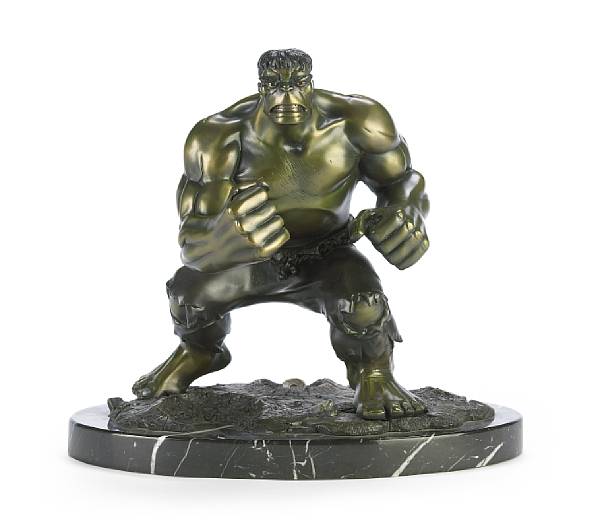 Appraisal: A statuette of The Incredible Hulk s Rendered in patinated