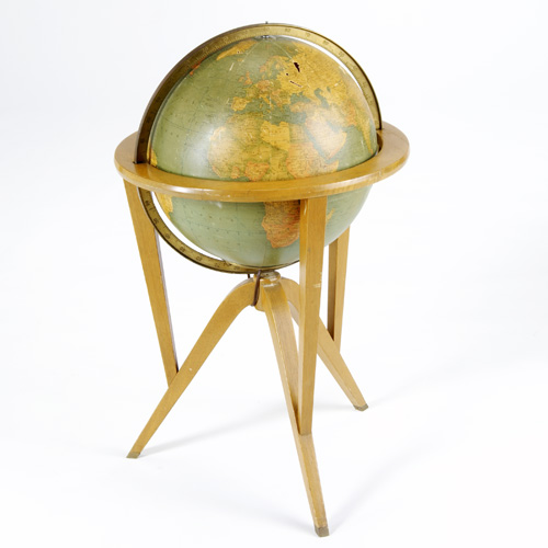 Appraisal: EDWARD WORMLEY DUNBAR Cosmopolitan illuminated globe-on-stand with tripod base and