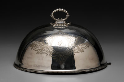 Appraisal: Silver-Plated Domed Meat Cover English late th century oval with