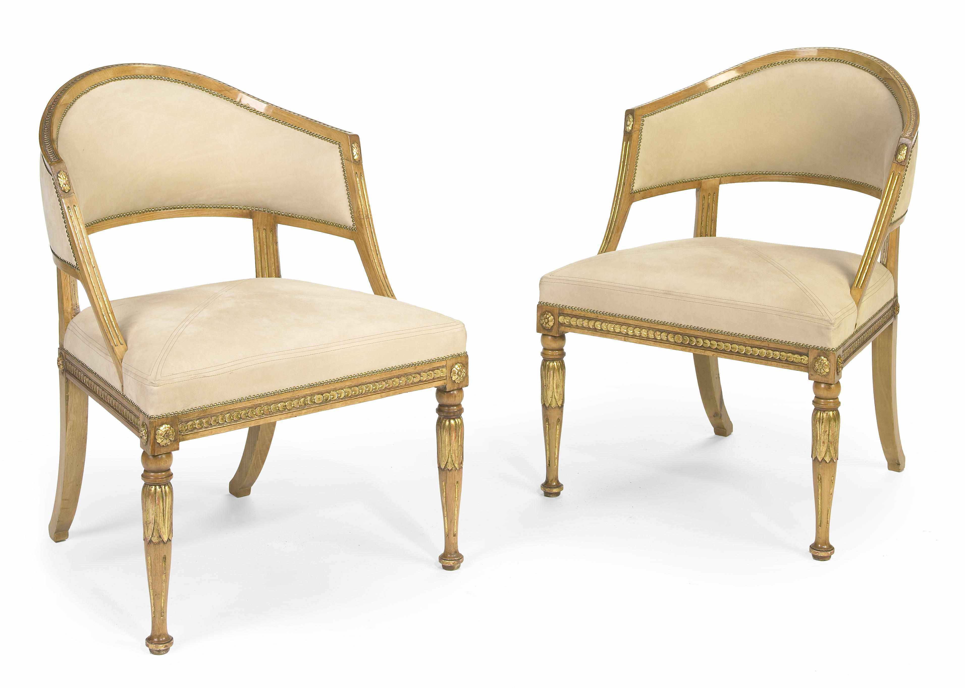 Appraisal: A pair of Swedish Neoclassical style parcel gilt fruitwood tub