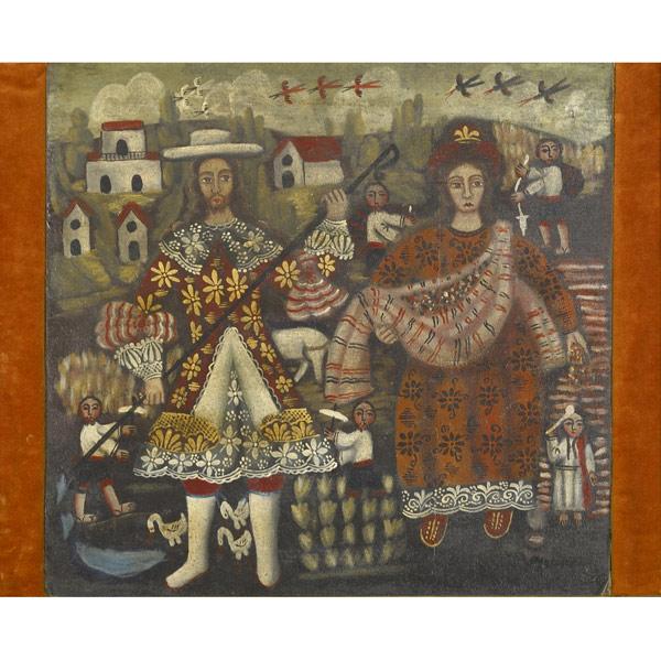 Appraisal: Spanish Colonial style painting of the Cuzco School th C