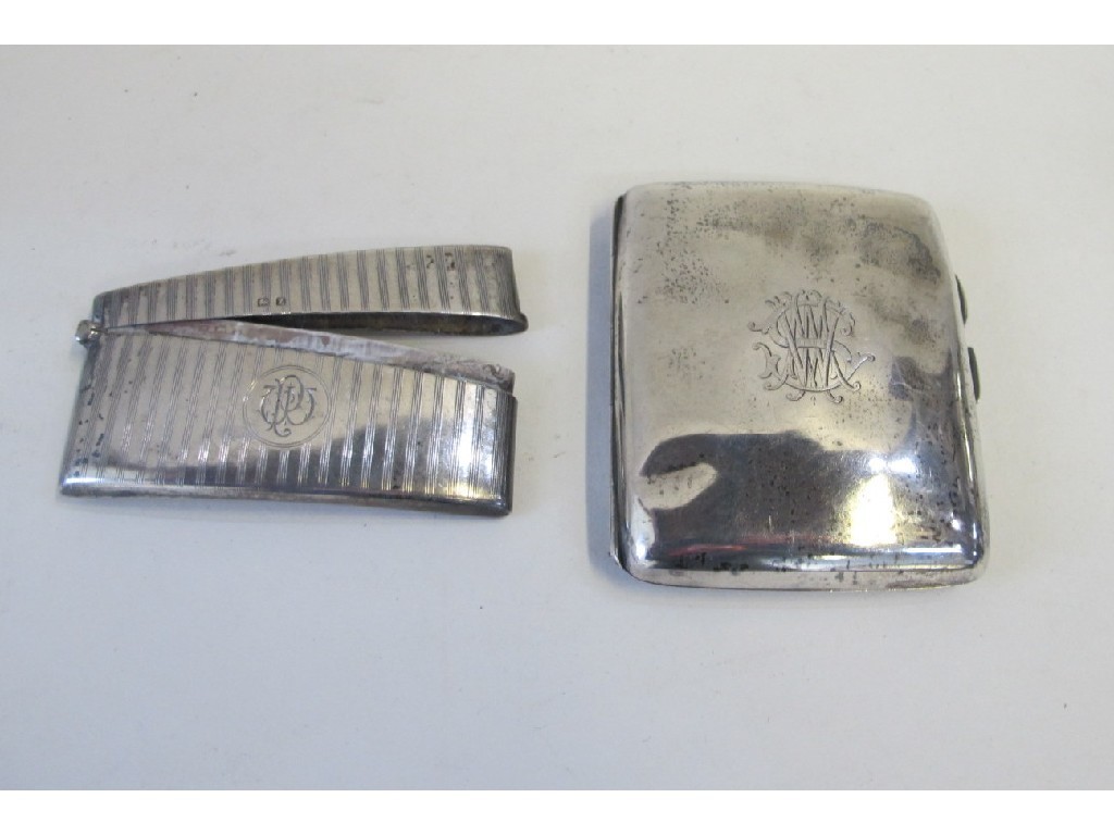 Appraisal: Lot comprising silver cigarette case and a silver card case