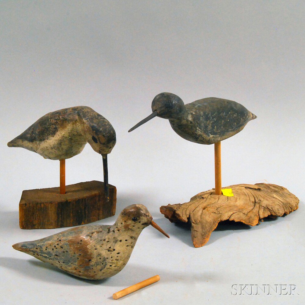 Appraisal: Three Shorebird Decoys two with stands ht to in Estimate