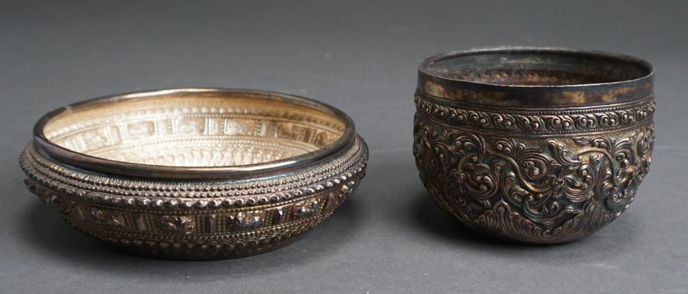 Appraisal: TWO PROBABLY BURMESE TESTED HIGH-PURITY SILVER BOWLS WITH REPEATING DECORATIVE