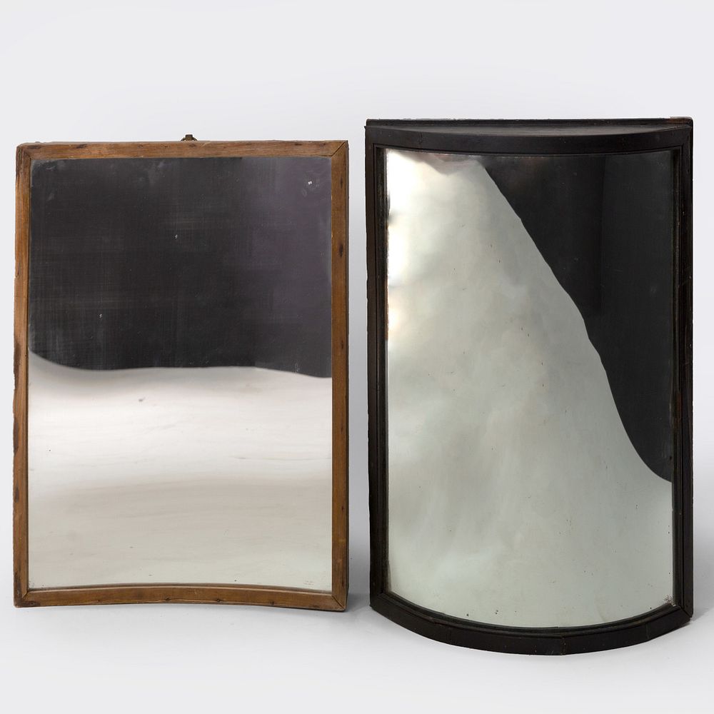 Appraisal: Two Small Funhouse Mirrors The ebonized x x in the