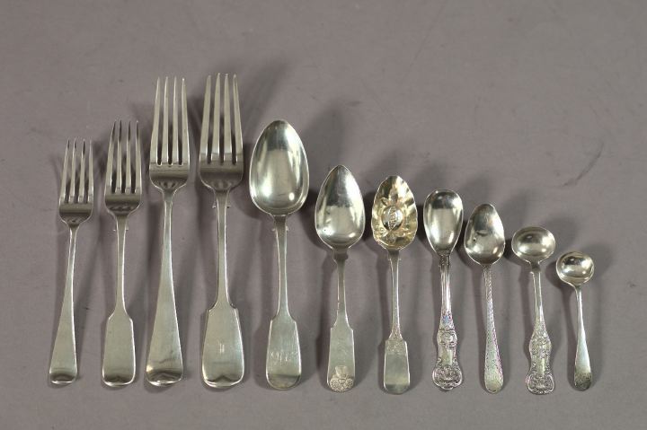 Appraisal: Interesting Thirty-Four-Piece Collection of Silver Flatware comprised of four teaspoons