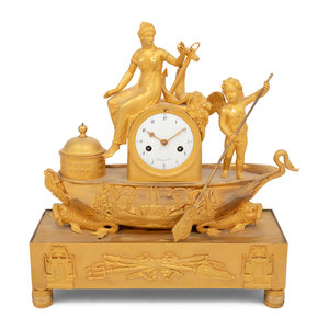 Appraisal: An Empire Gilt Bronze Figural Mantel Clock Early th Century