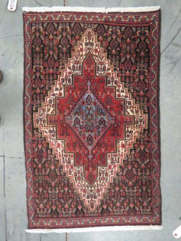 Appraisal: Hamadan Persian Handmade Mat central medallion tight weave elaborate designs