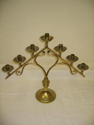 Appraisal: A PAIR OF ARTS AND CRAFTS BRASS CANDELABRUM each comprising