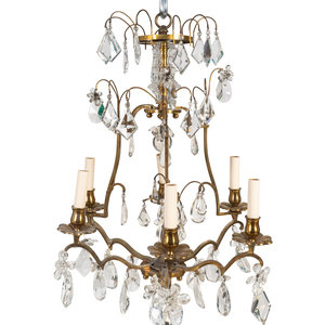 Appraisal: A Louis XV Style Gilt-Metal and Glass Six-Light Chandelier Height