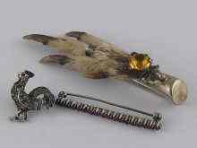 Appraisal: A white metal tests silver paste set cockerel brooch marked