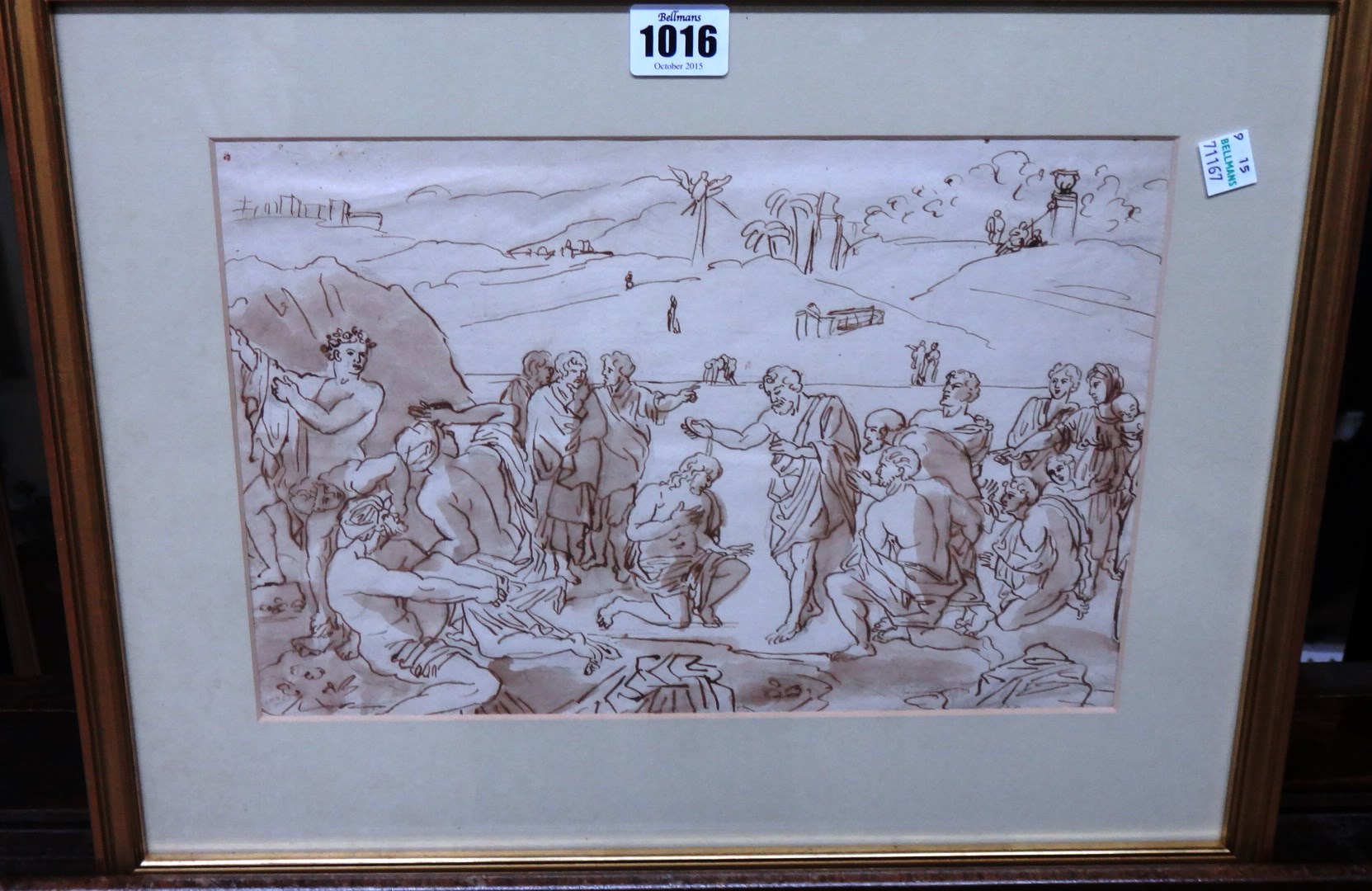 Appraisal: French School th century The Baptism of Christ pen ink