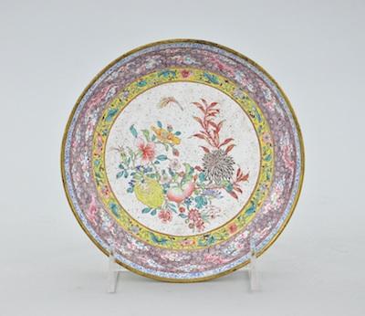 Appraisal: A Chinese Famille Rose Canton Enamel Dish ca th Century