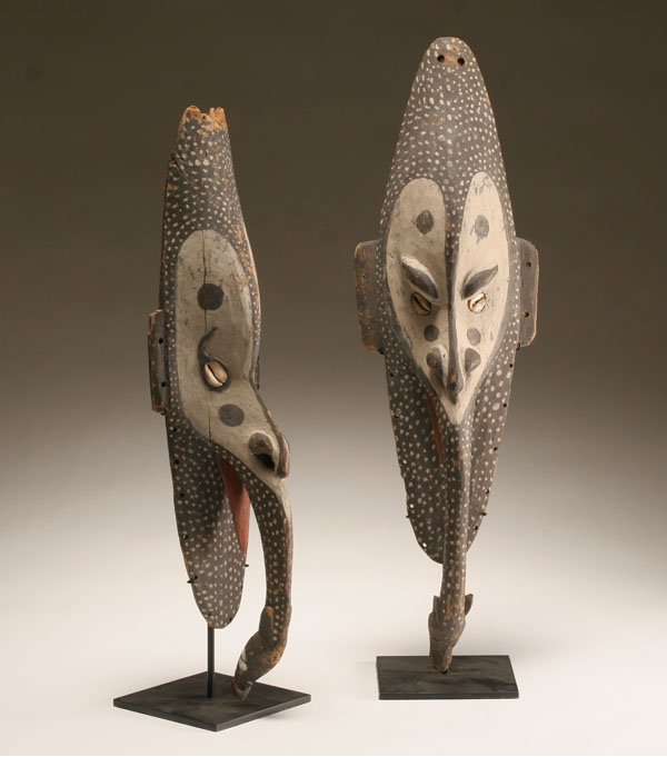 Appraisal: Pair of Oceanic carved wooden polychrome masks Sepik River Papua