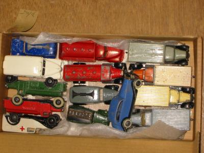 Appraisal: Fourteen early Dinky models including four Petrol Tankers Daimler Ambulance