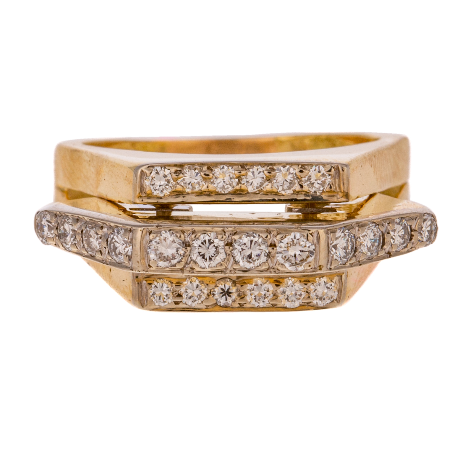 Appraisal: A VINTAGE GEOMETRIC DIAMOND RING IN K K yellow gold