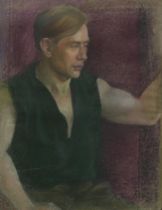 Appraisal: Sylvia C Saul American th Century Man in Vest Pastel