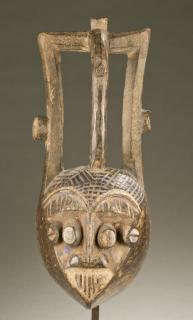 Appraisal: West African heart shaped face mask th c A polychrome