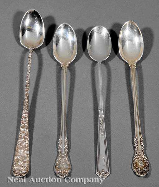 Appraisal: A Group of Assorted Sterling Silver Iced Tea Spoons by