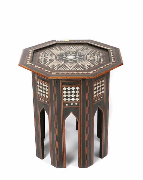 Appraisal: A Levantine mother of pearl inlaid hardwood occasional table height