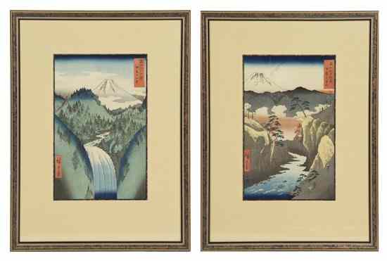 Appraisal: A Group of Two Japanese Woodblock Prints Ando Hiroshige -