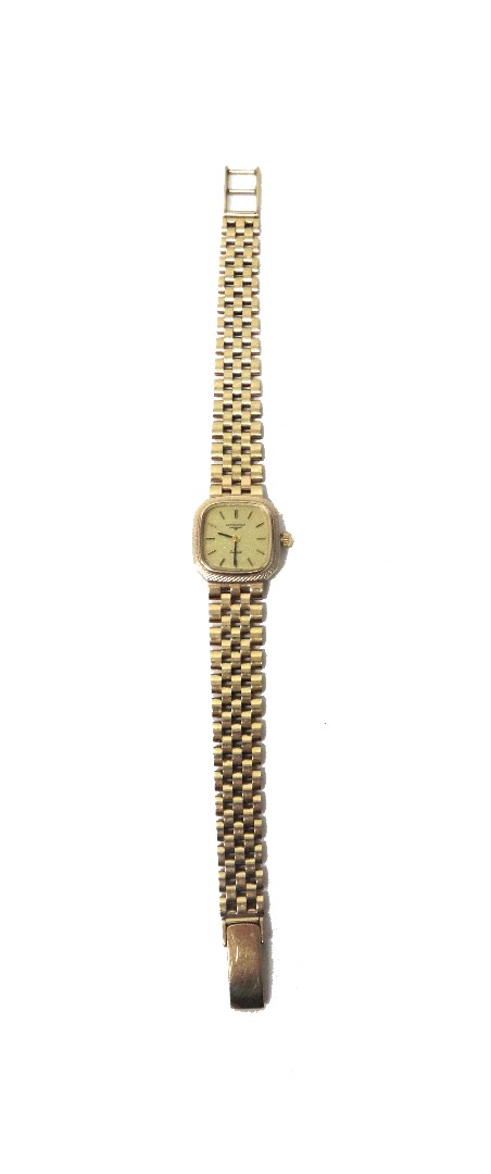 Appraisal: A lady's ct gold Longines Quartz bracelet wristwatch the signed