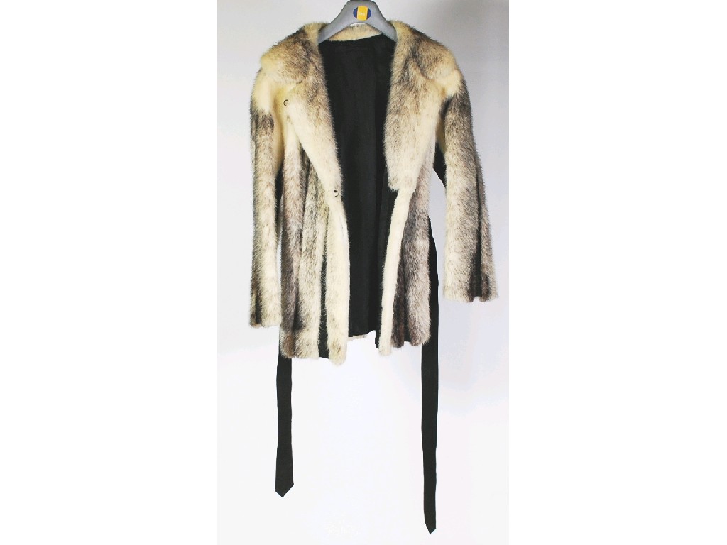 Appraisal: LADY'S CREAM GREY AND BLACK SUEDE STRIPED JACKET with revered