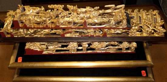 Appraisal: Eight Chinese carved and gilt wooden panels depicting warriors and