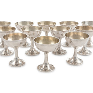 Appraisal: A Set of Twelve American Arts Crafts Silver Coupes Robert