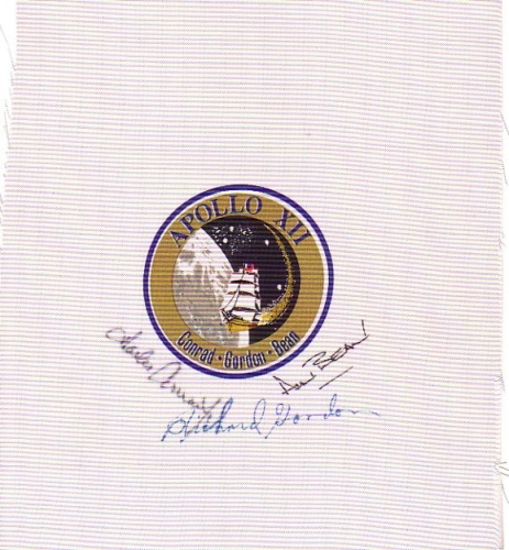 Appraisal: Apollo XII Signed Beta Cloth A beta cloth featuring a