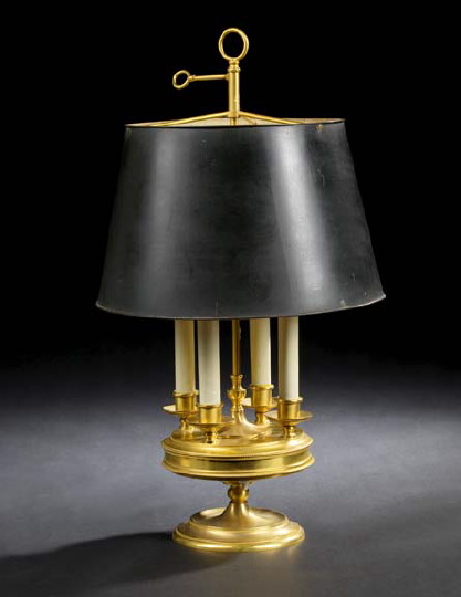 Appraisal: French Gilt-Lacquered Brass Four-Light Bouillotte Lamp of small size in