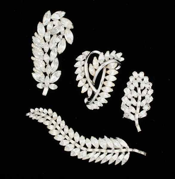 Appraisal: Weiss Trifari Costume Jewelry Brooch Collection Three Weiss brooches and