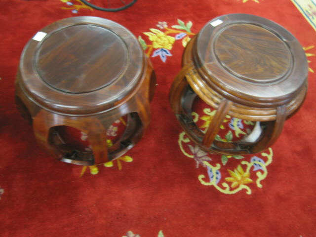 Appraisal: Pair of Oriental Rosewood Stools