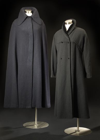 Appraisal: Navy Wool Cape and Charcoal Wool Coat the navy wool