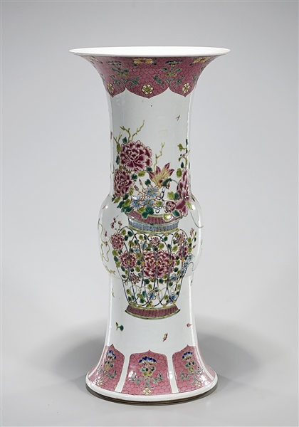 Appraisal: Chinese enameled porcelain vase with floral motif Jiaqing mark but