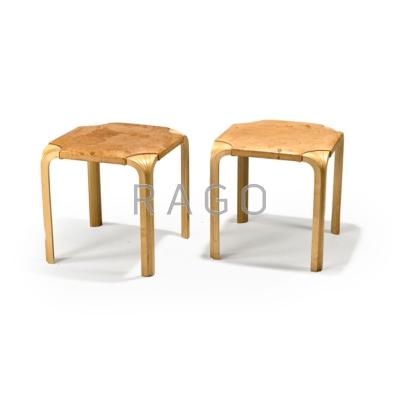 Appraisal: ALVAR AALTO ARTEK Pair of fan-leg stools Finland s Birch