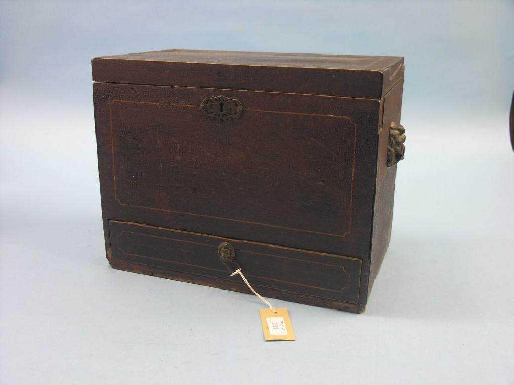 Appraisal: A th century grained wood box with drawer beneath in