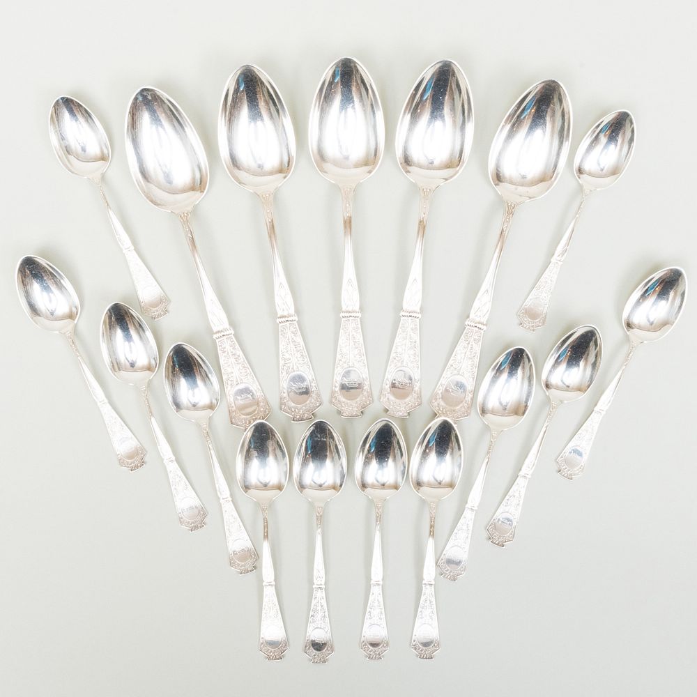 Appraisal: American Part Flatware Service Marked 'Sterling' monogrammed Comprising Five tablespoons