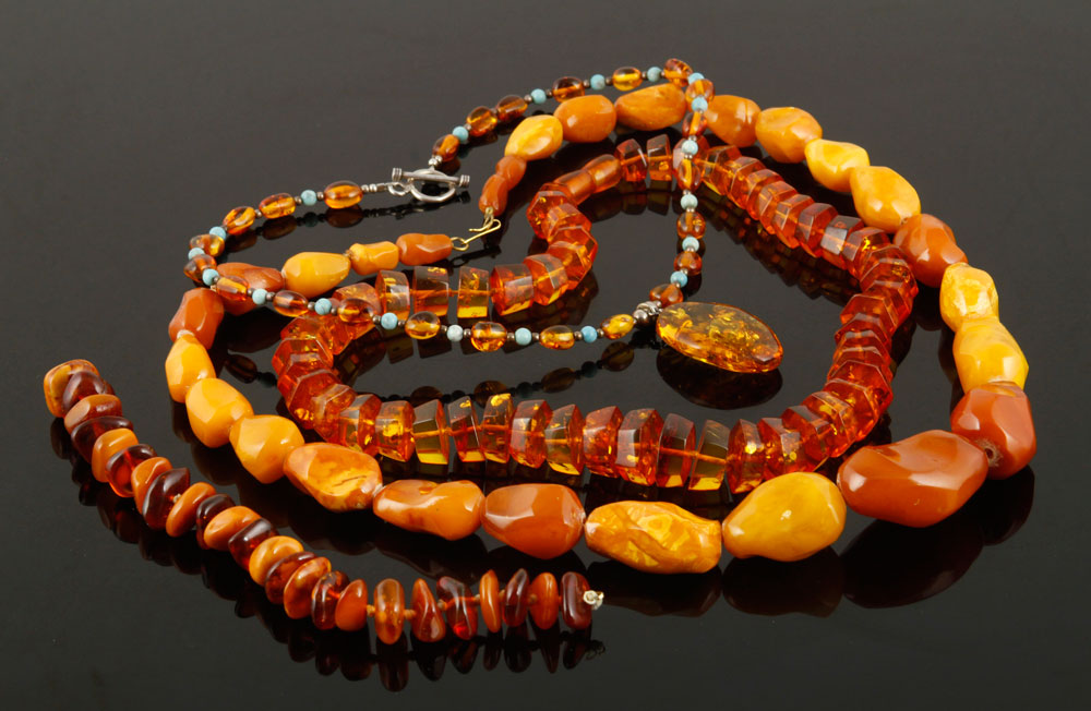 Appraisal: - Lot of Amber Jewelry Lot of three amber necklaces