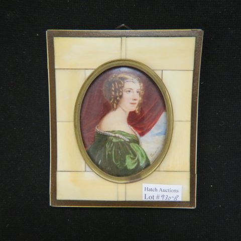 Appraisal: Miniature Painting on Ivory of a Young Ladyartist signed oval